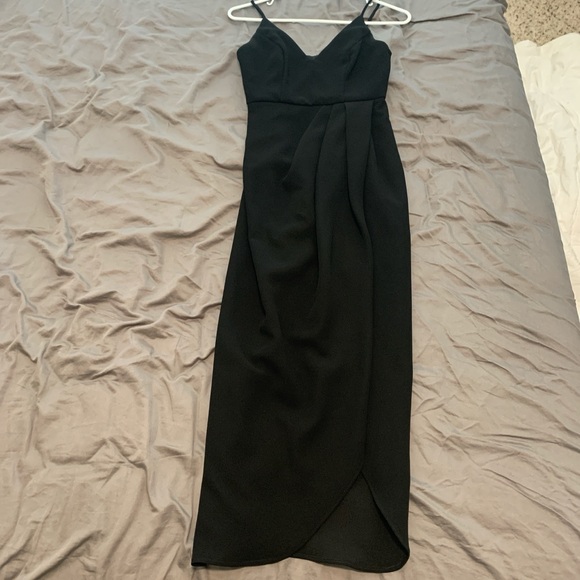 Black bridesmaid/special occasion wrap style dress, size 2 - Picture 1 of 6